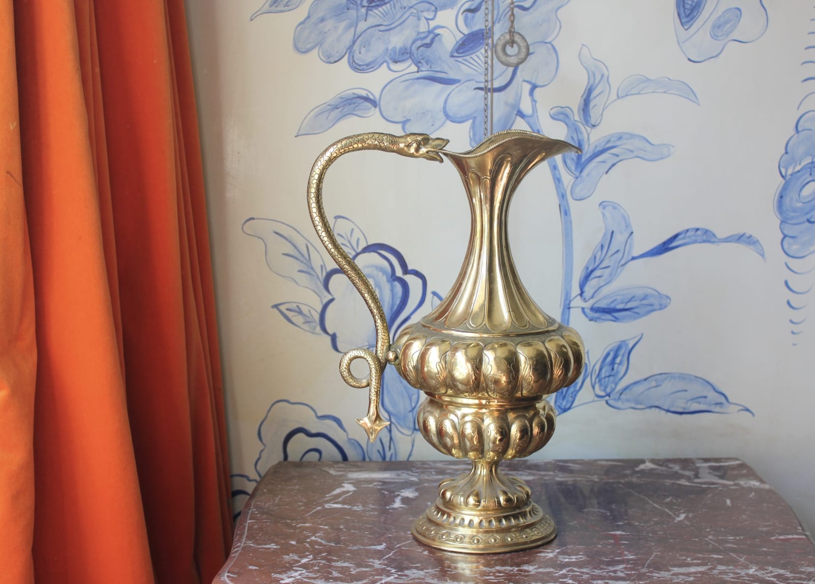 19th century lacquered brass ewer