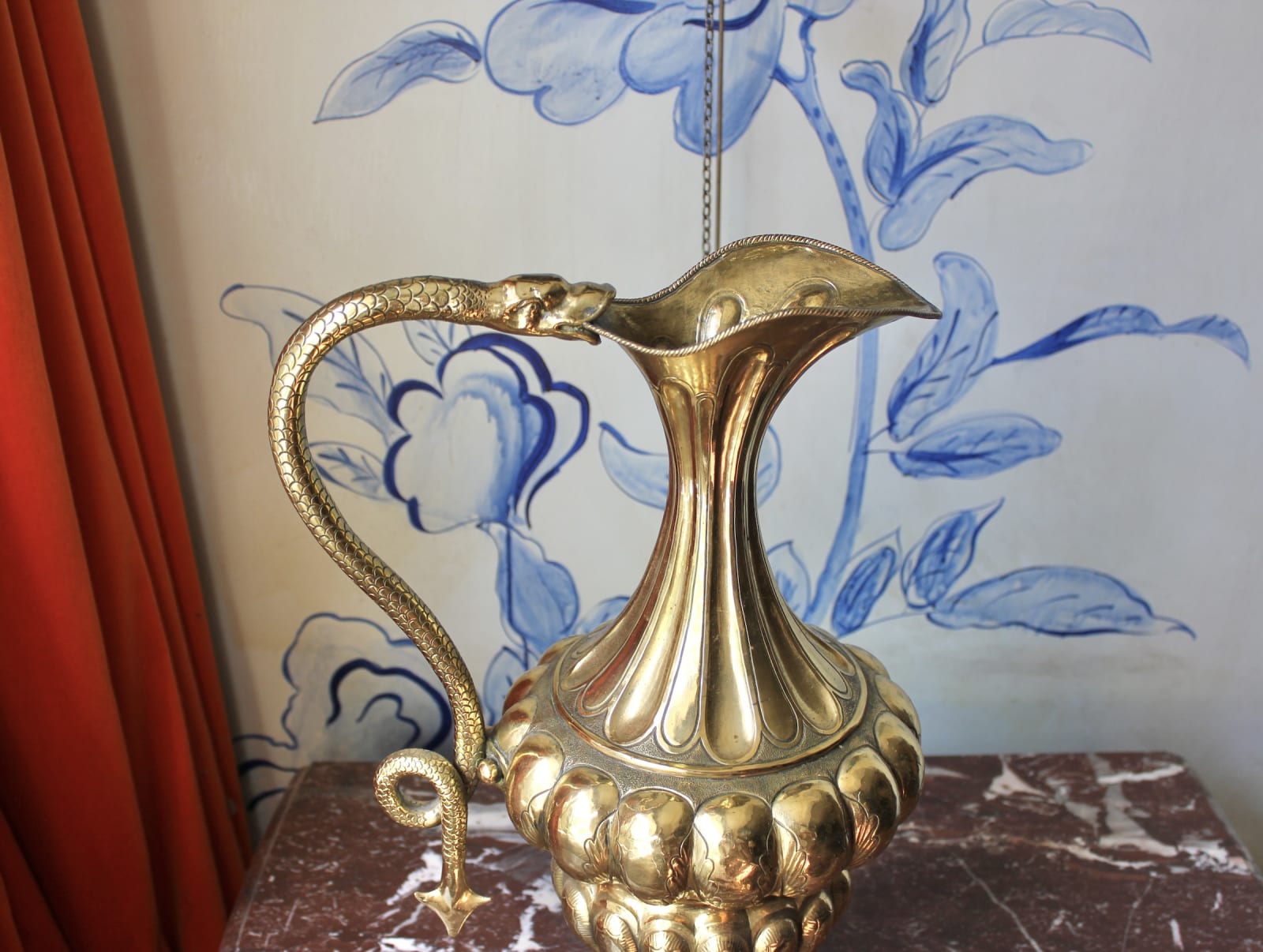 19th century lacquered brass ewer