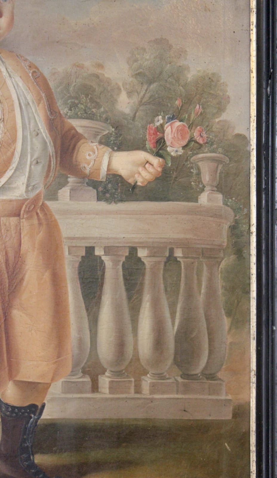 Early 19th century painting of a Nobel boy holding flowers