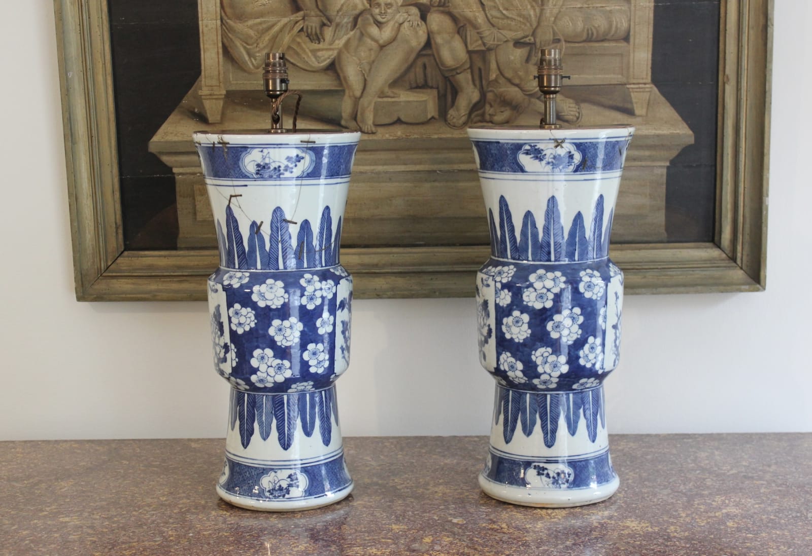 Pair of large early 19th century Chinese vase lamps