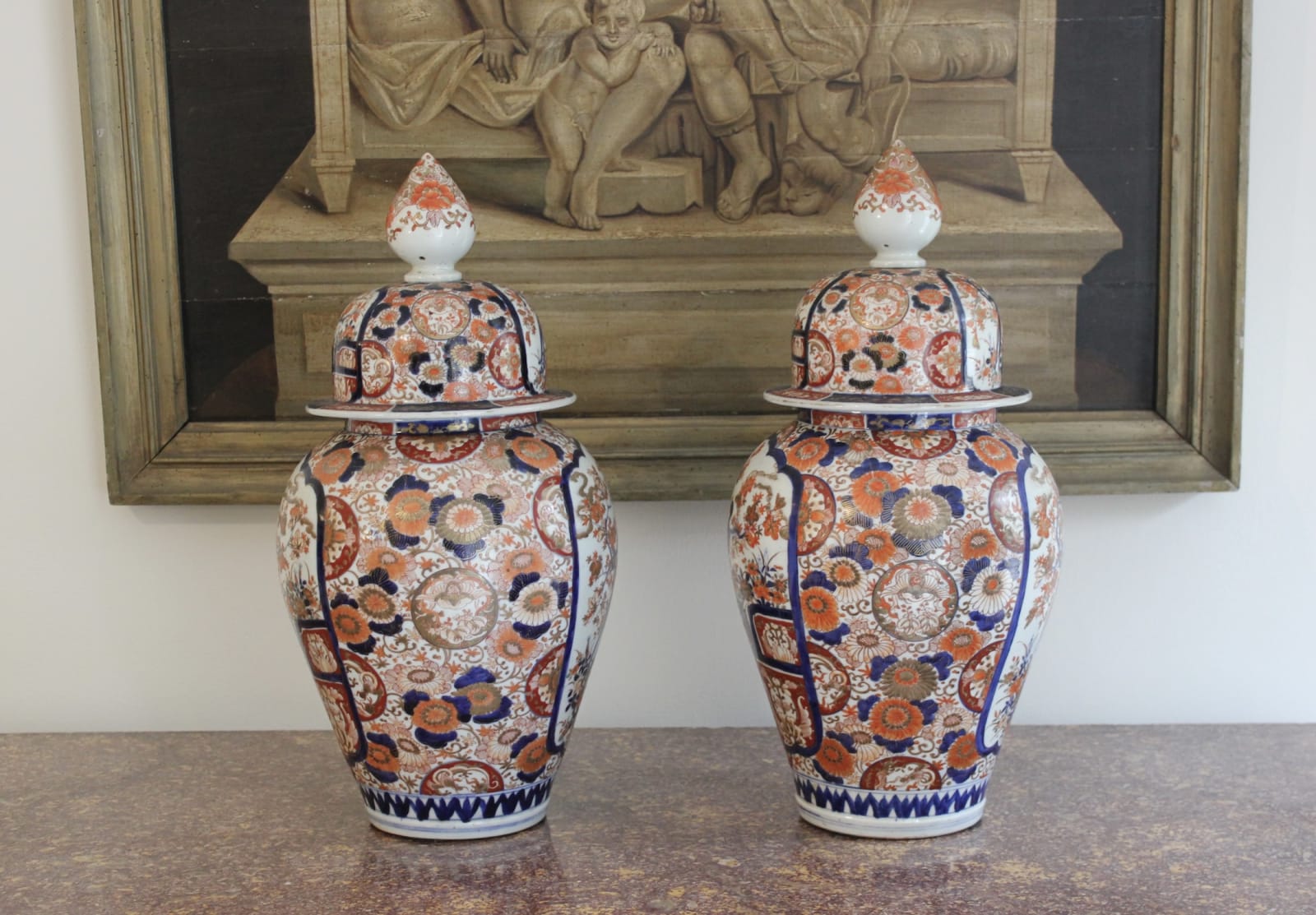 Pair of 19th century Imari palette vases , Circa 1880