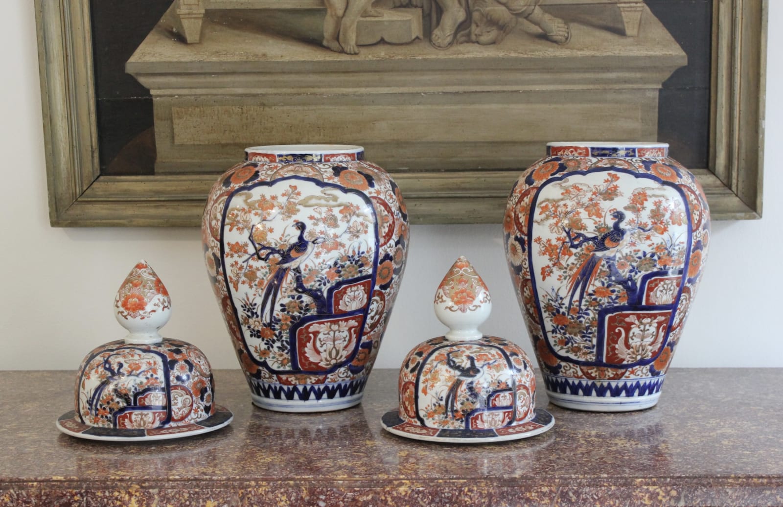 Pair of 19th century Imari palette vases , Circa 1880