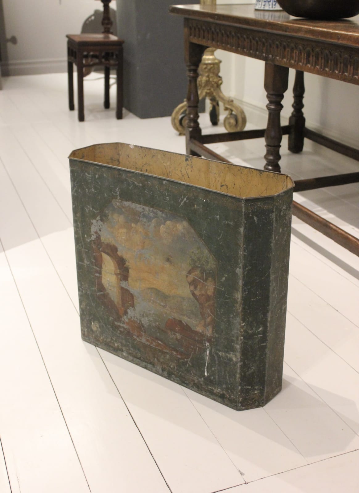 19th century decorated tole umbrella stand, 19th century