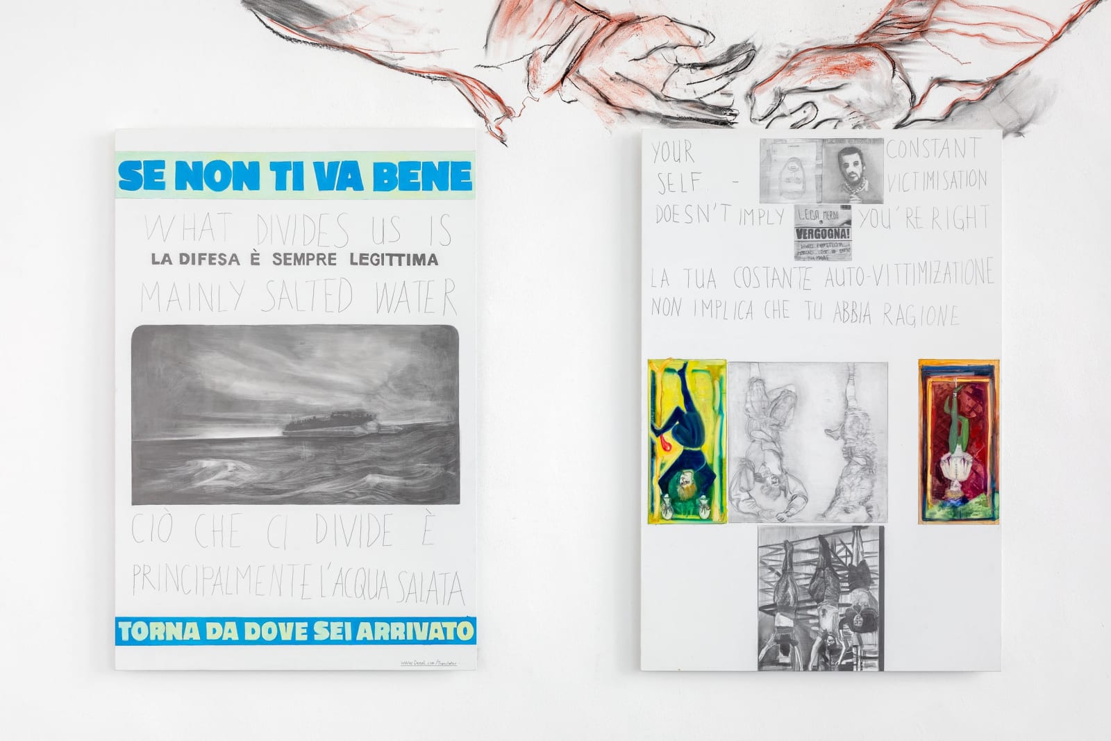 Installation view, Marc Bauer, Mi piace Commenta Condividi, A Rhetorical Figure, Istitutto Svizzero, Milan, Italy, 2020