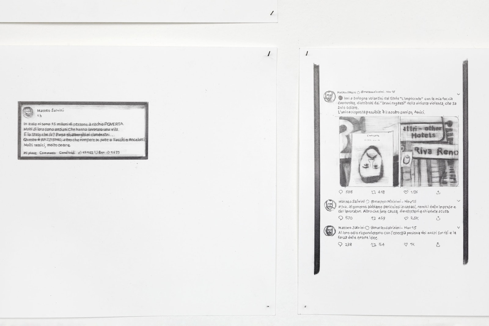 Installation view, Marc Bauer, Mi piace Commenta Condividi, A Rhetorical Figure, Istitutto Svizzero, Milan, Italy, 2020