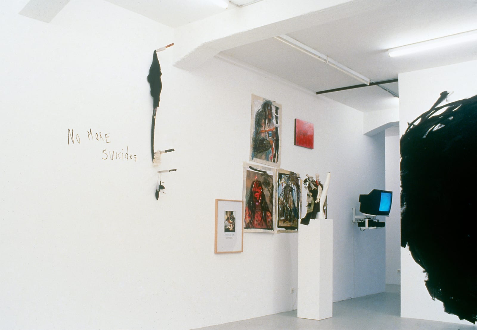 Installation view, Violence the true way, Galerie Peter Kilchmann, Limmatstrasse, Zurich, Switzerland, 2002