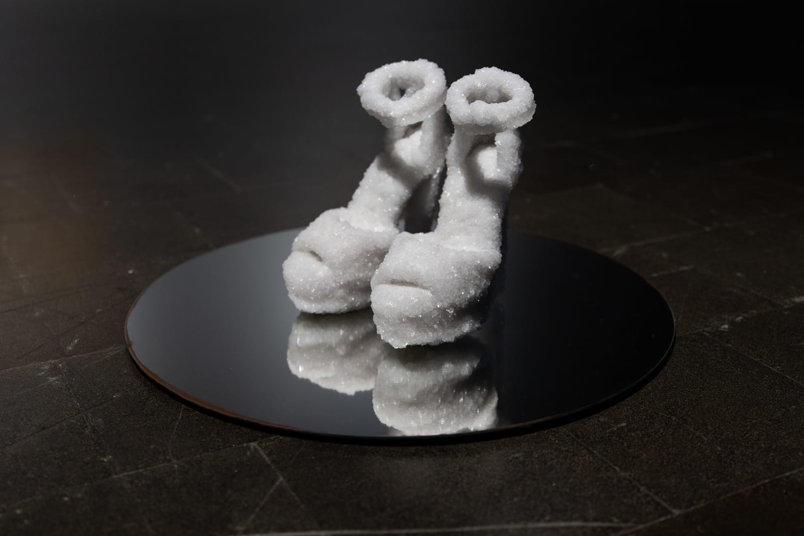 Sigalit Landau Annabelle, 2021 shoes coated in salt crystals 37 x 13 x 13 cm unique