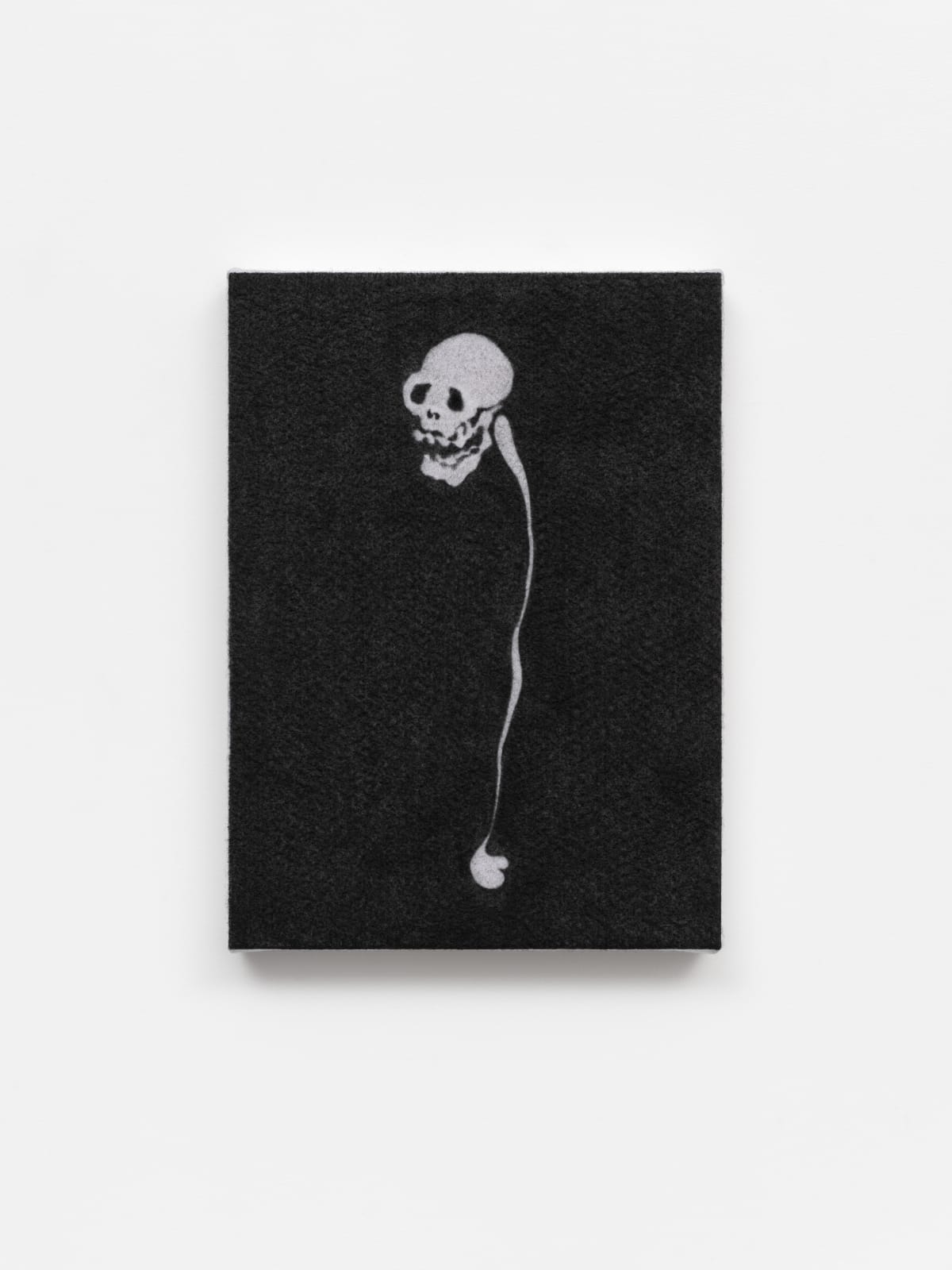 A Skull Connected to A Heart 一个骷髅连着一颗心, ZHANG Yunyao 张云垚, 2025. Graphite pencil on felt stretched on panel 石墨铅笔毛毡裱于木板, 33...