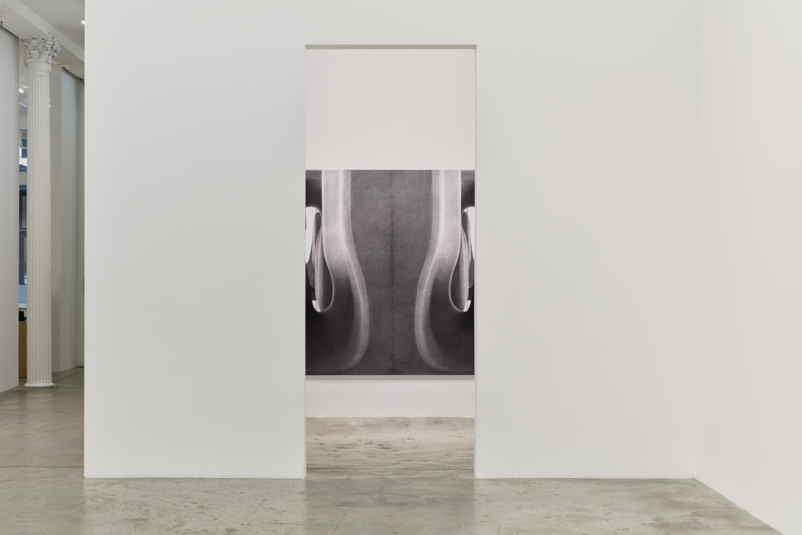 Felt, Velvet, Soot, Gypsum, Engine Oil, Installation view, Bortolami, New York, NY, 2026. Photo: Guang Xu.