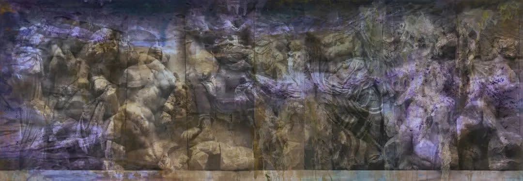 Study in Figures 形体习作, ZHANG Yunyao 张云垚, 2022. Pigment, acrylic, oil, gel medium, sublimation print on felt 颜料, 丙烯, 油画颜料,...