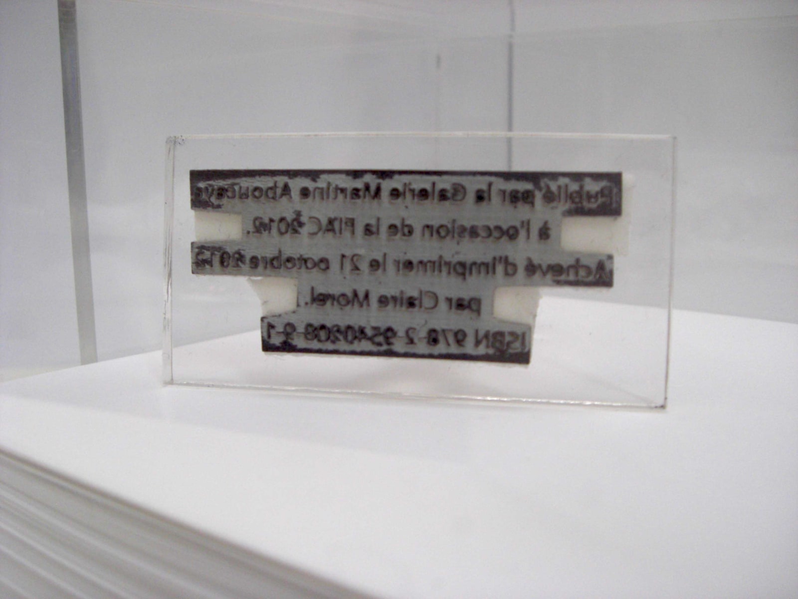 Claire Morel, Achevé d'imprimer, 2012