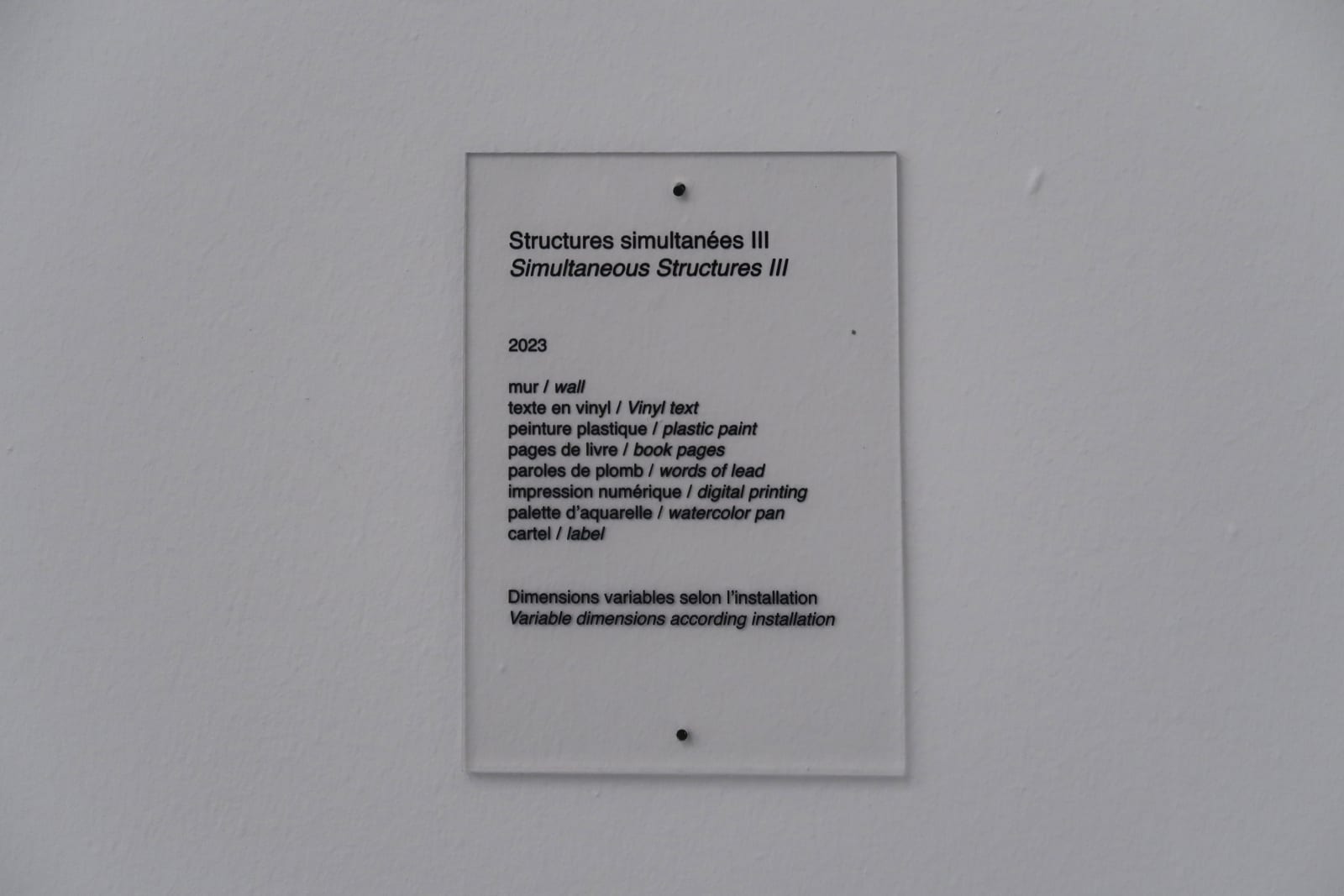 Ignasi Aballí, Simultaneous Structures III, 2023