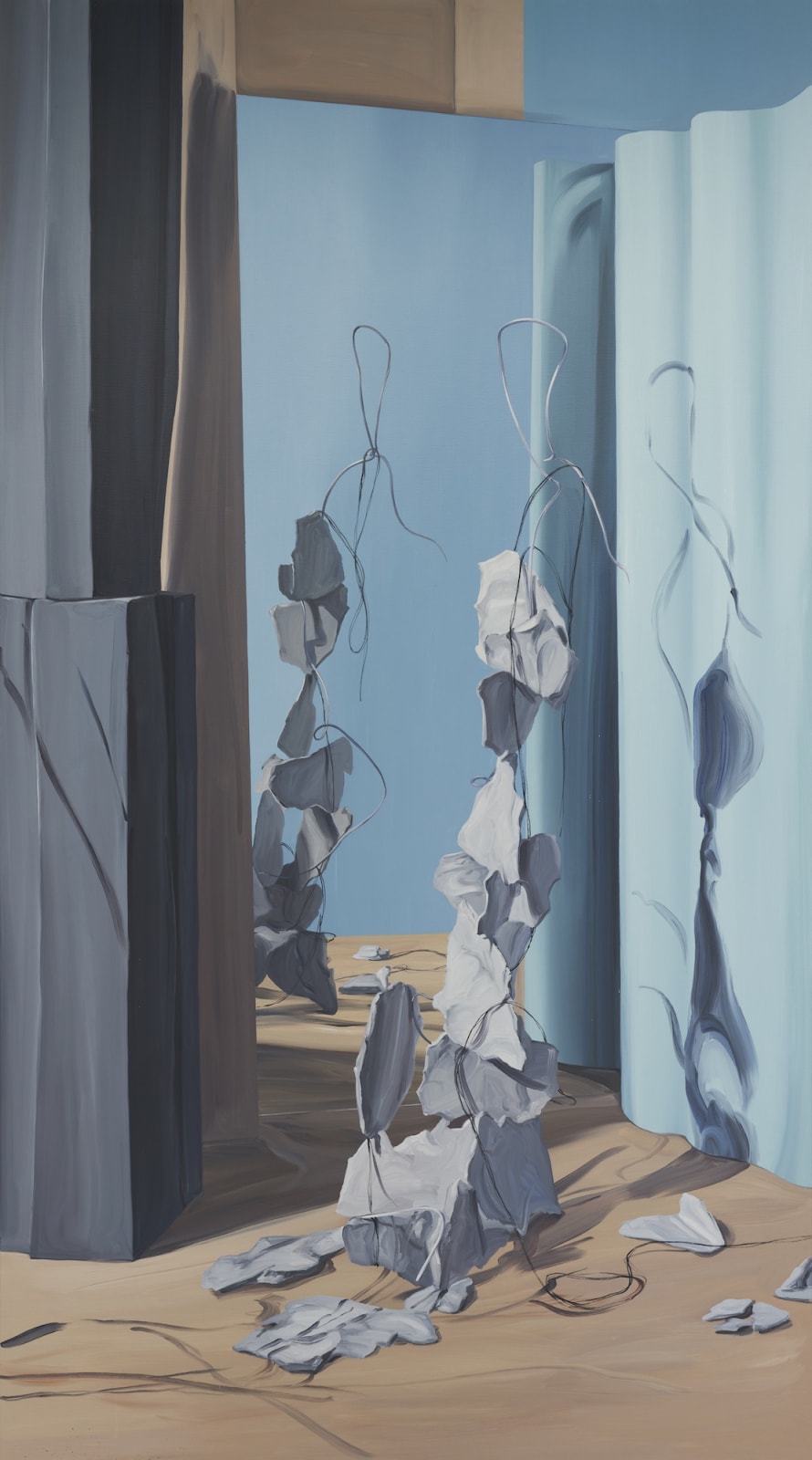 Blue Shodow1, 2021, oil on canvas, 220 x 120 cm