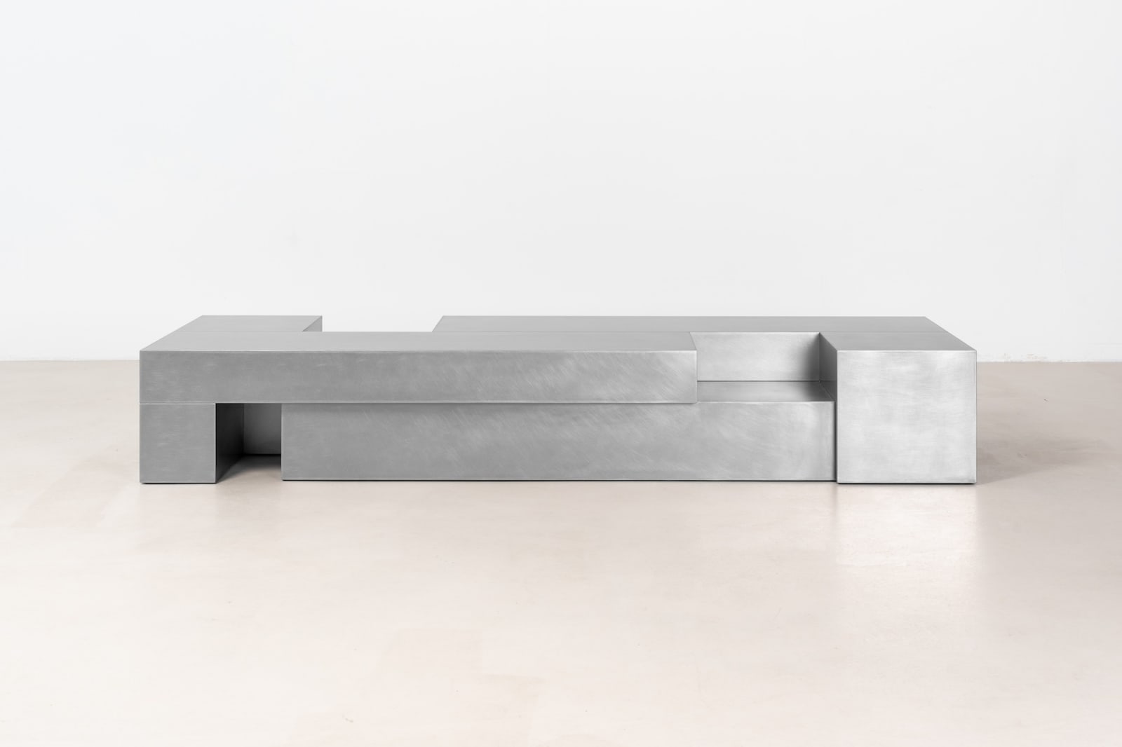 Layered Steel, 2024, stainless steel, 30 x 198 x 66 cm, Courtesy of San Choi