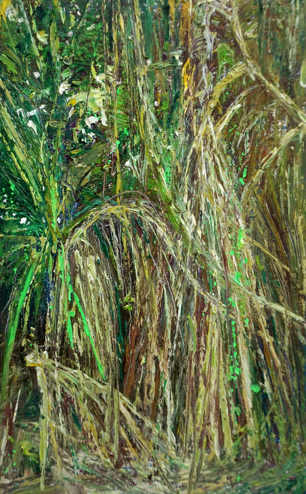 Maldives Green , 2022, oil, wax on wood, 41 x 24 cm