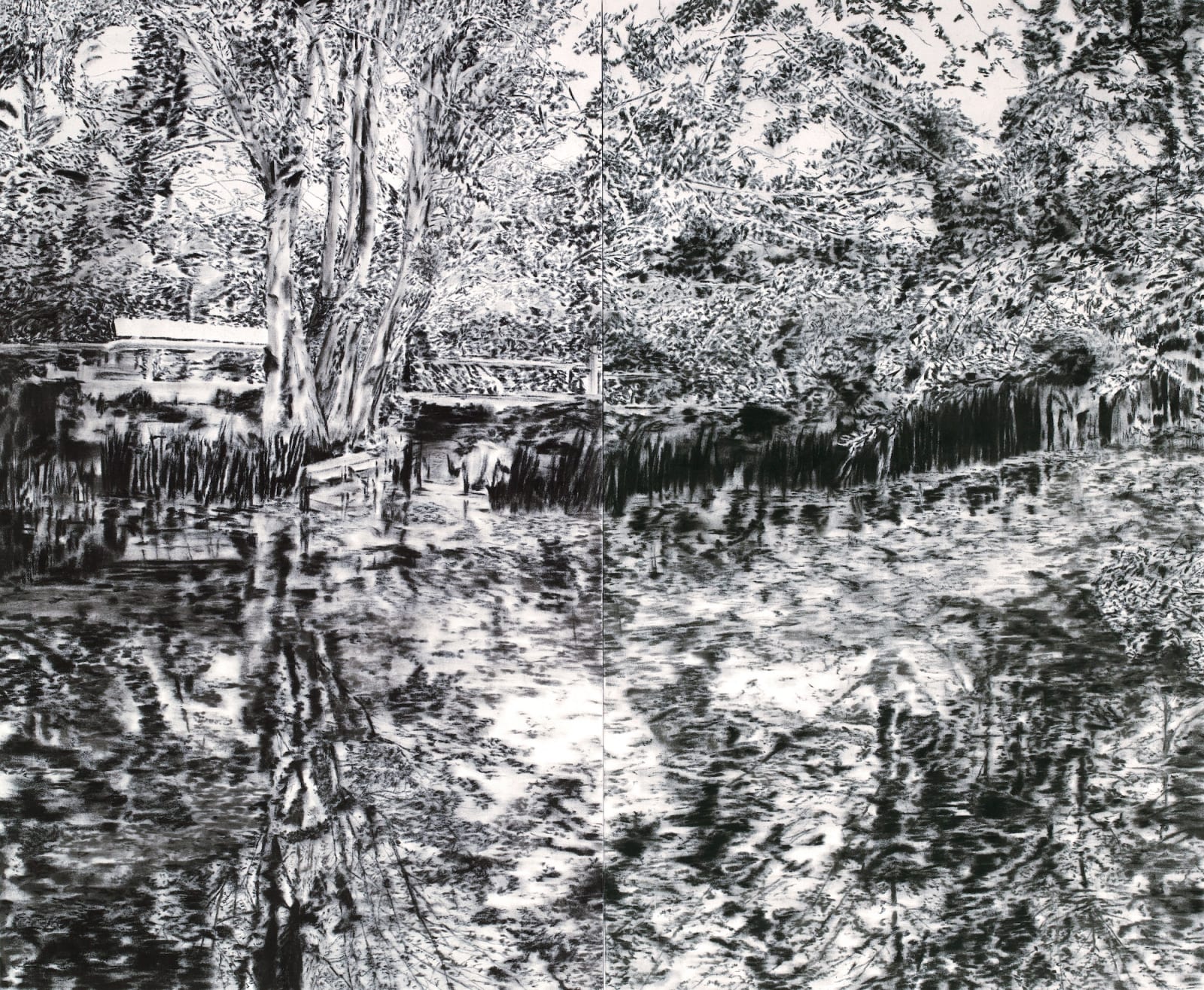 우울한 날, 2013, charcoal on canvas, 148 x 180 cm