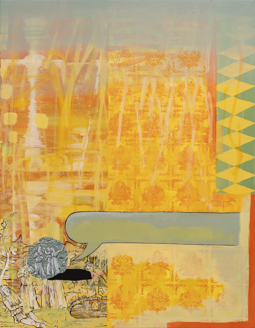 Mirror of Narcissus, 2022, acrylic, ink on canvas, 116.8 x 91 cm