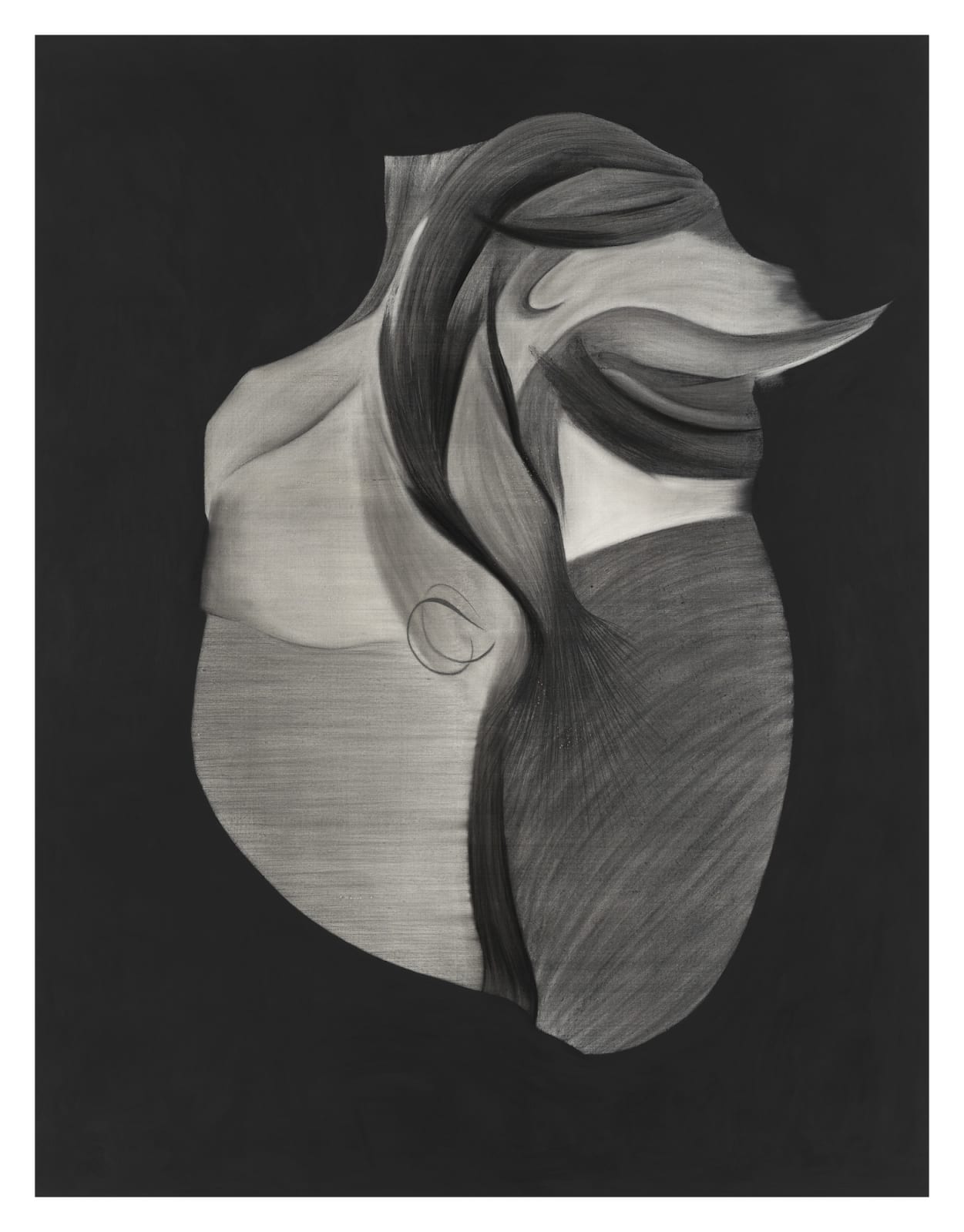 Study of Heart, 2023, gouache, graphite, charcoal, conte on canvas, 145.5 x 112.1 cm