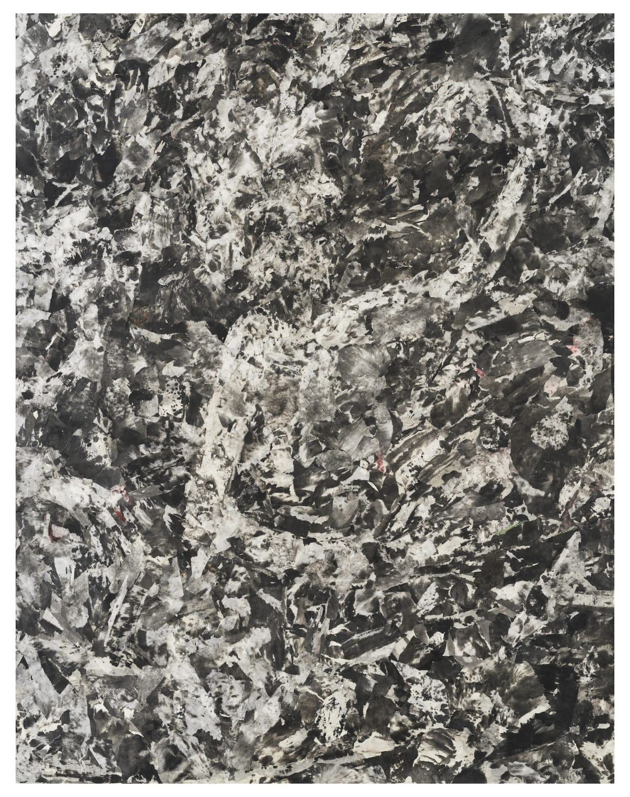 숲속에서, 2021, jangji on canvas, ink stick, pigment, 100 x 80 cm