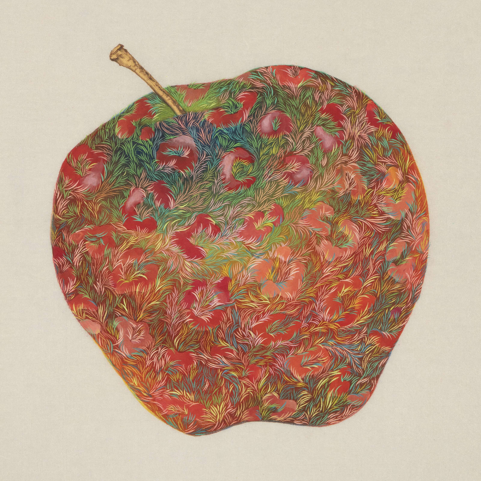 Leopard Apple-Tropical, Apple Universe 1, 2022, natural pigment on silk, 40 x 40 cm