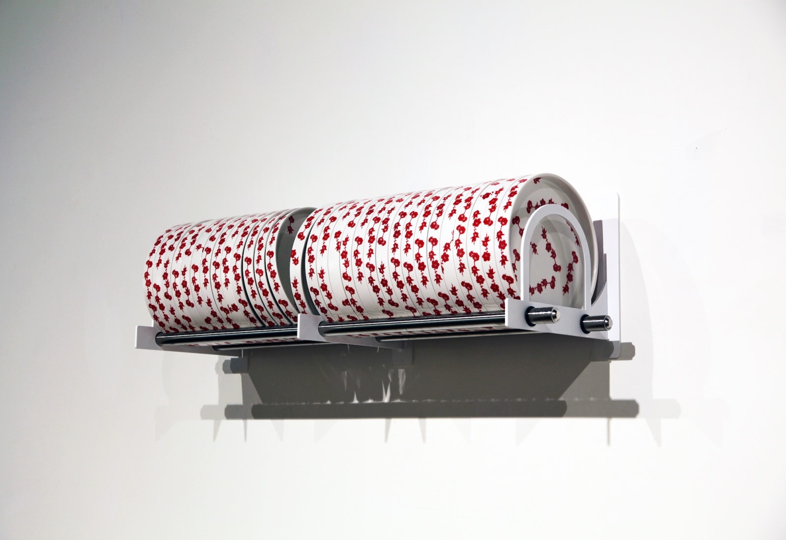 Cupboard #2022-1, 2022, iron, stain, rubber ring, ceramic, 100 x 35 x 35 cm