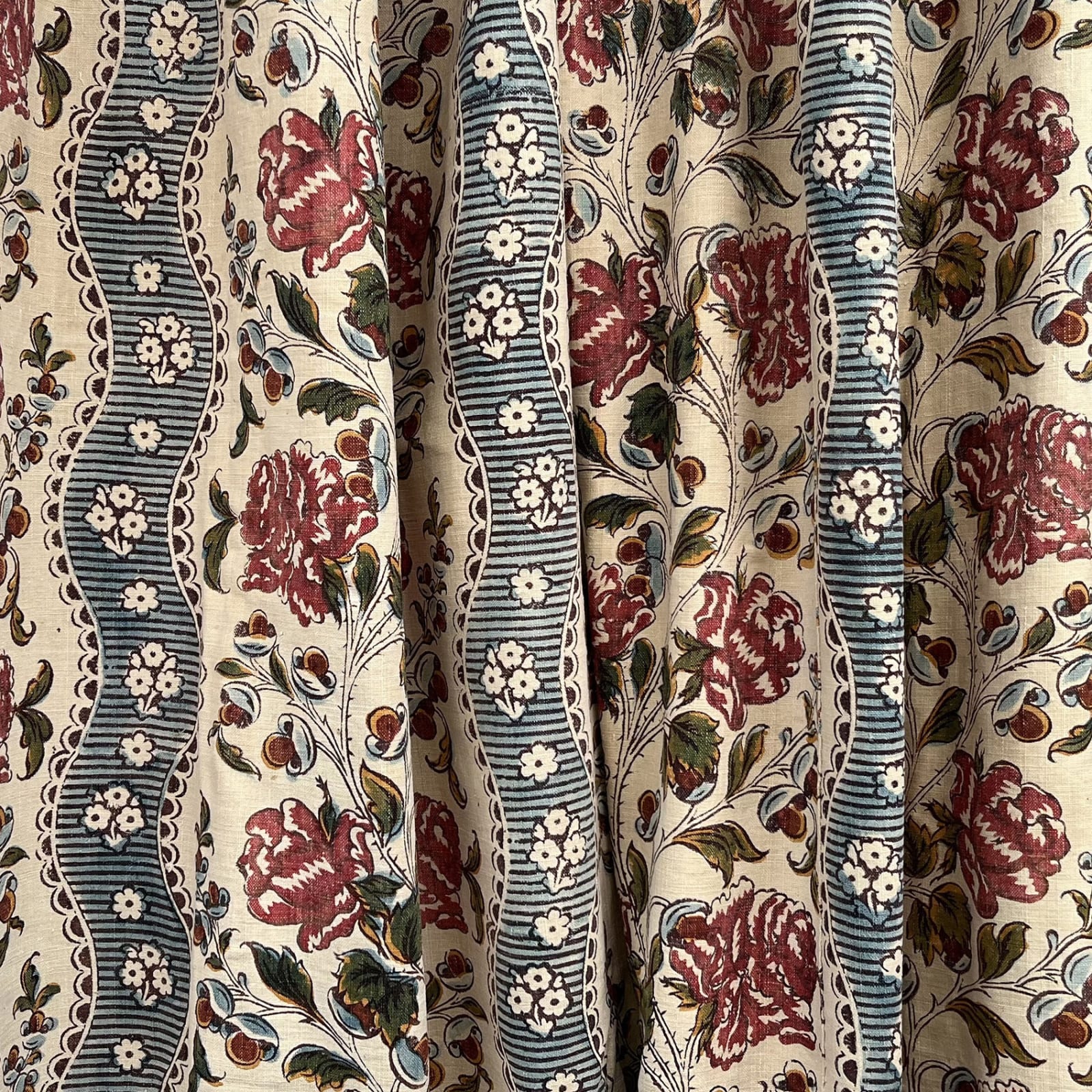 Oberkampf Manufactory, Block-printed siamoise bedhangings, ca. 1760–62