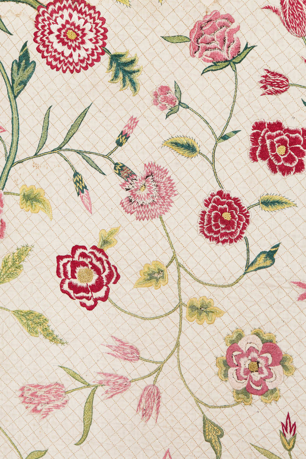 English, Silk-embroidered linen panel, early 18th century