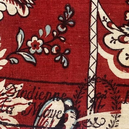 Lecler Manufactory, Printed cotton indienne with chef de pièce, ca. 1790