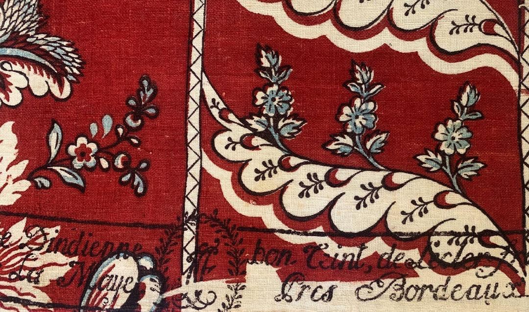 Lecler Manufactory, Printed cotton indienne with chef de pièce, ca. 1790