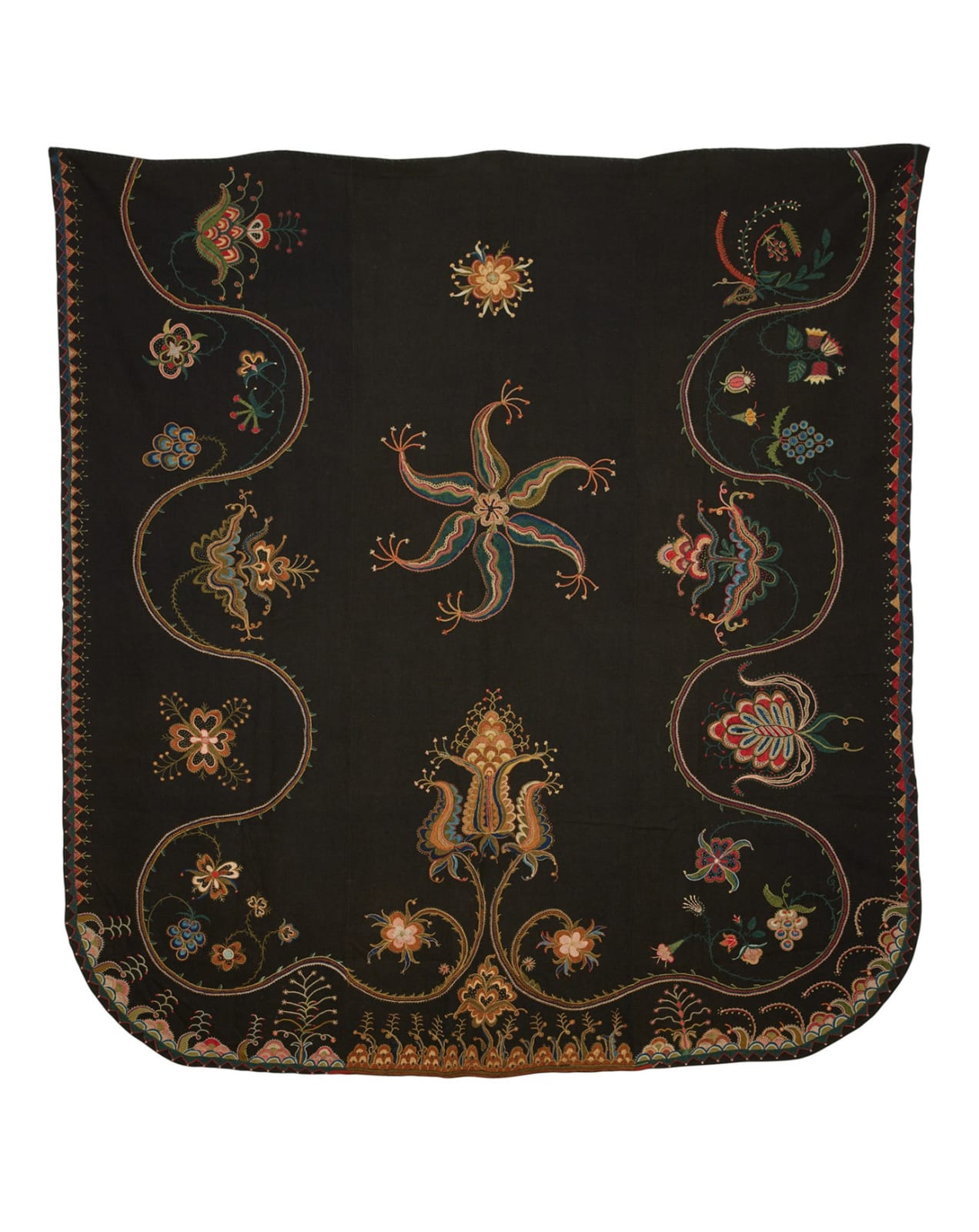 American (New England), Wool-embroidered bedcover, ca. 1820 and later