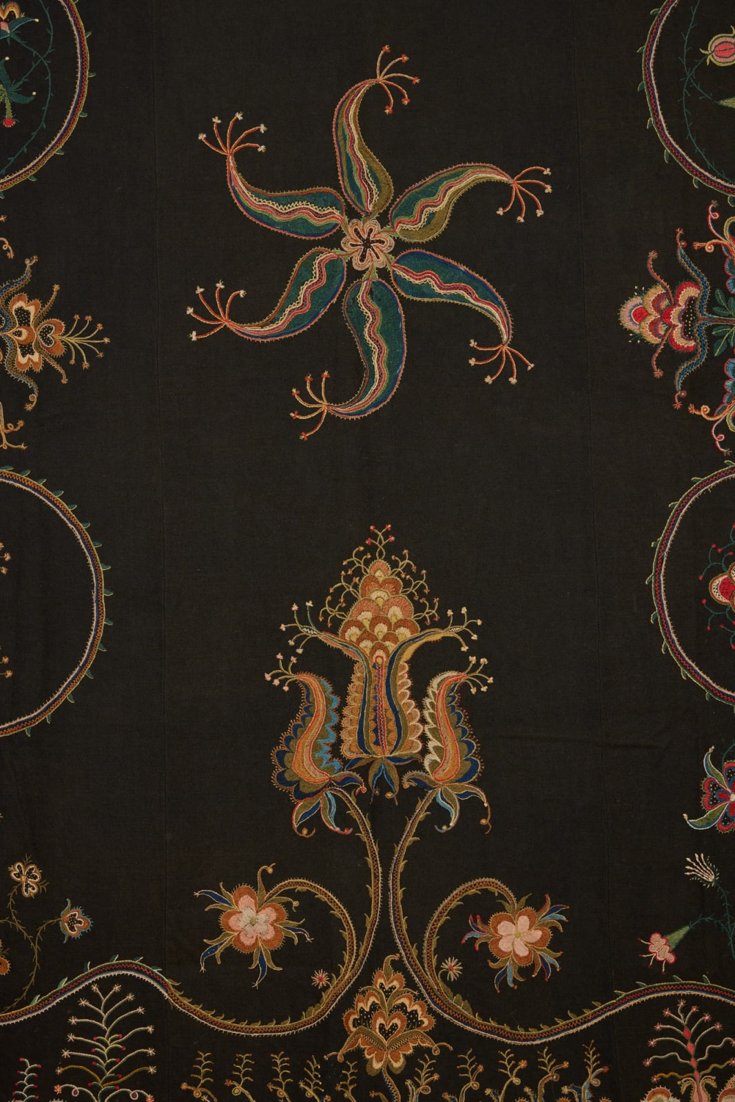 American (New England), Wool-embroidered bedcover, ca. 1820 and later
