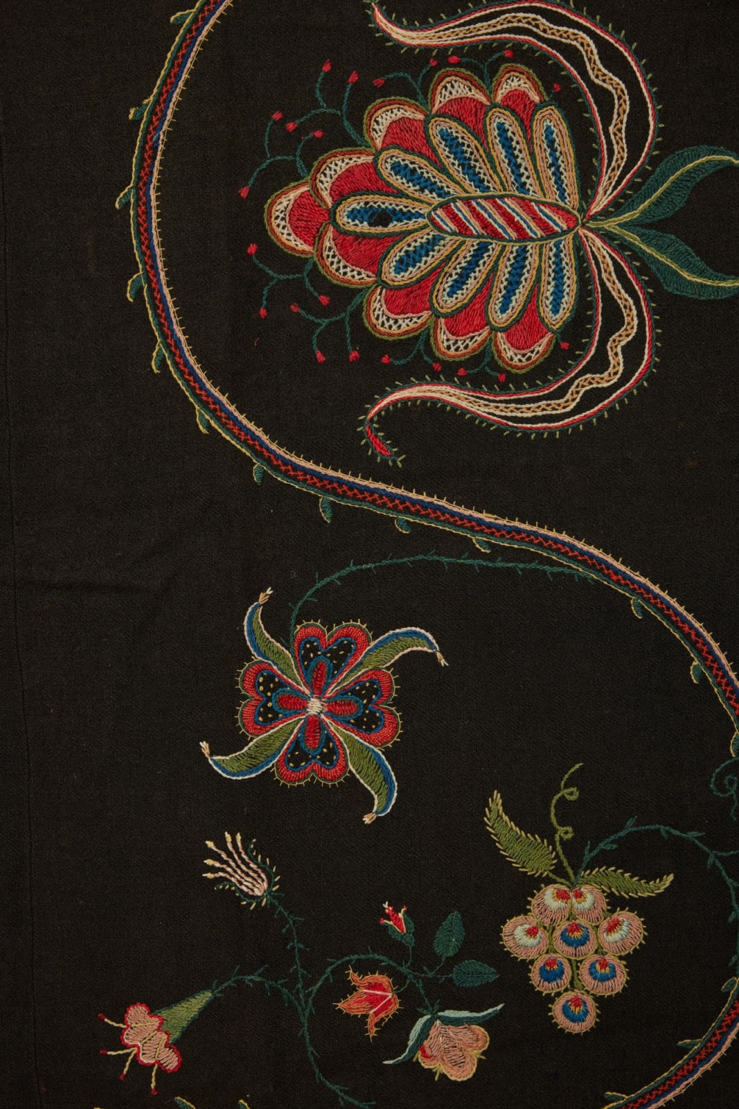 American (New England), Wool-embroidered bedcover, ca. 1820 and later