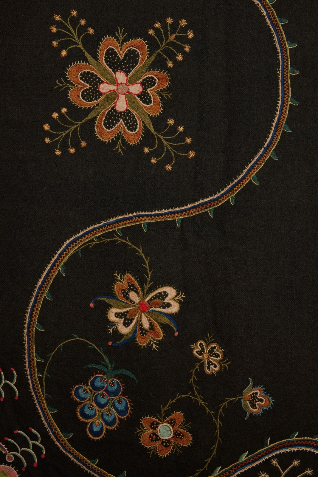 American (New England), Wool-embroidered bedcover, ca. 1820 and later