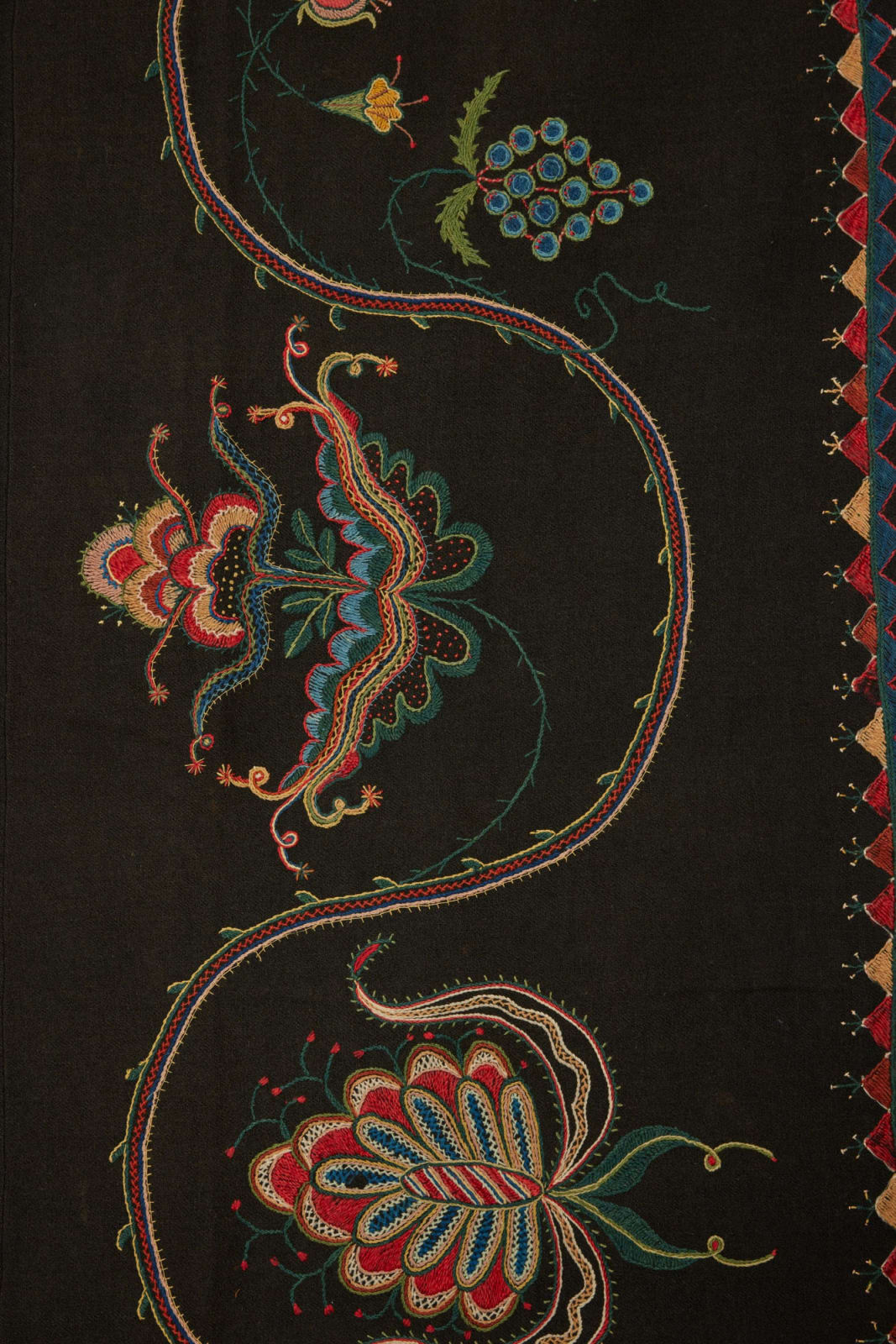 American (New England), Wool-embroidered bedcover, ca. 1820 and later
