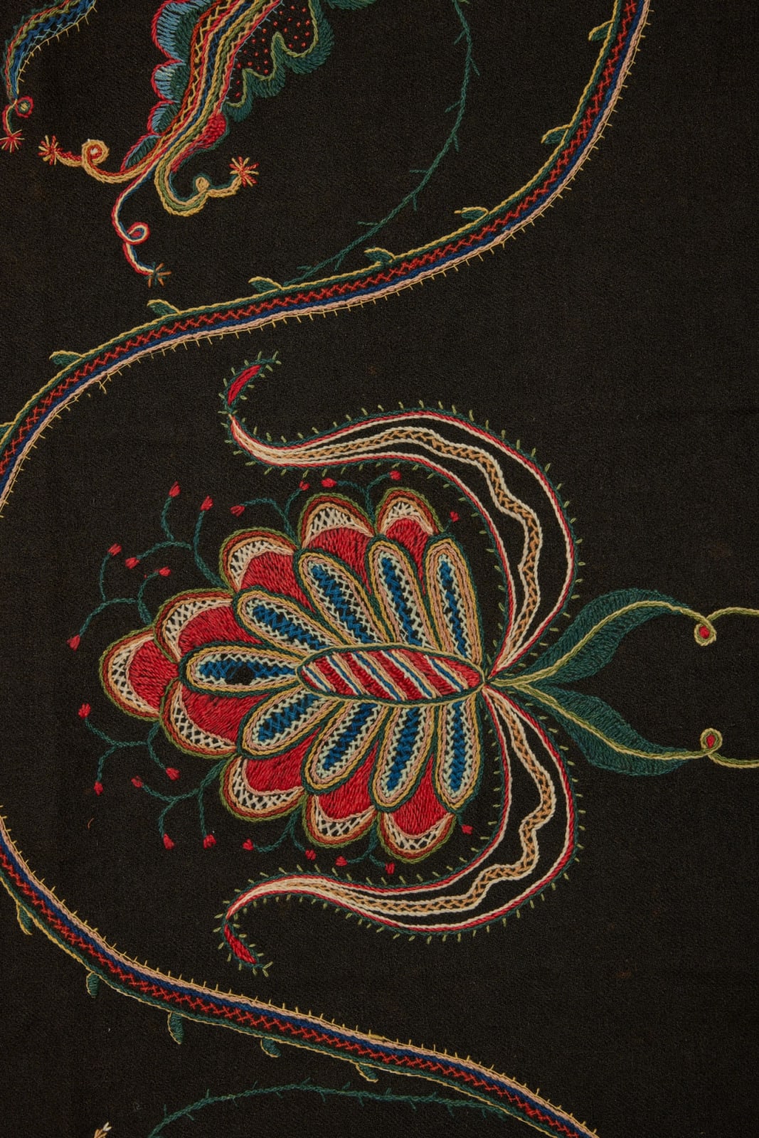 American (New England), Wool-embroidered bedcover, ca. 1820 and later