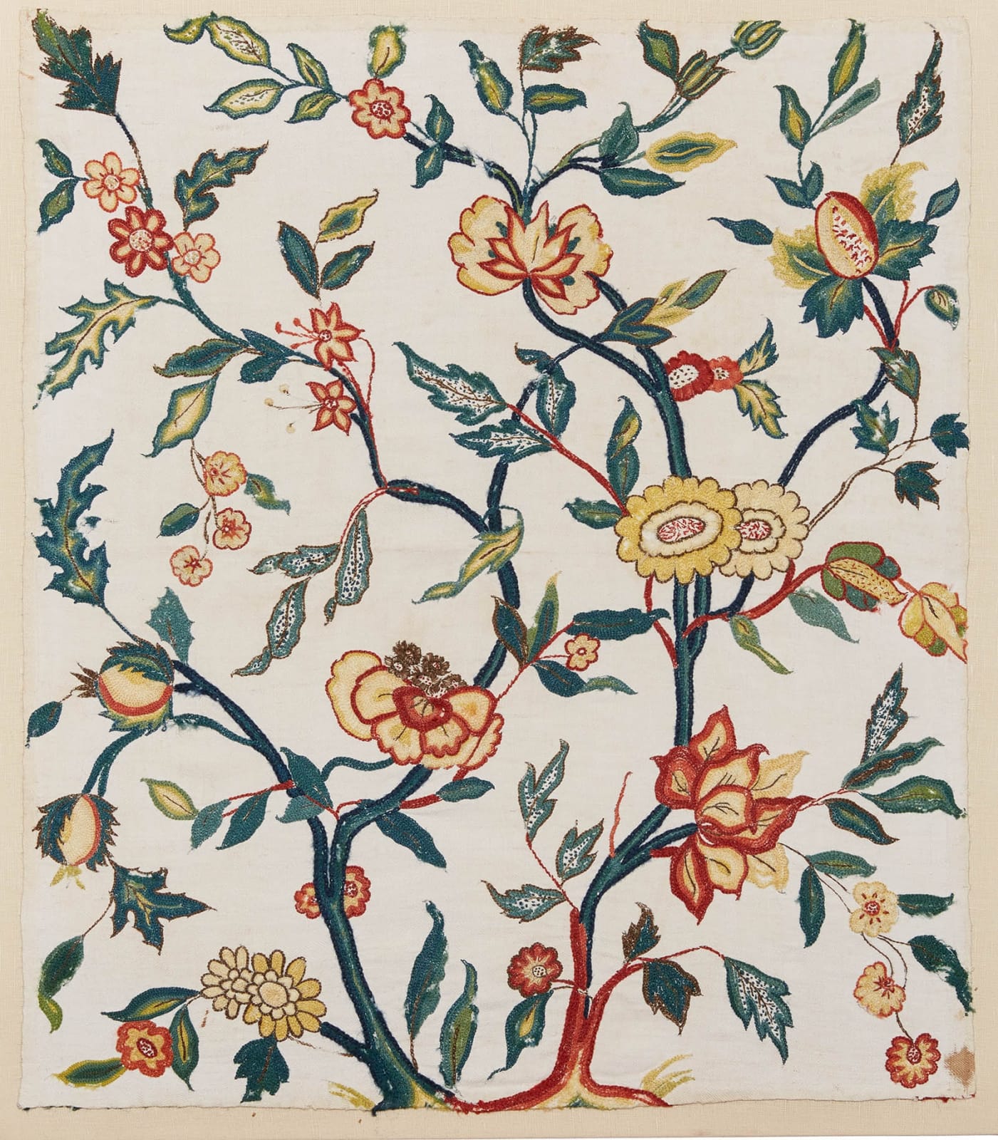 English, Wool-embroidered workbag face, early 18th century