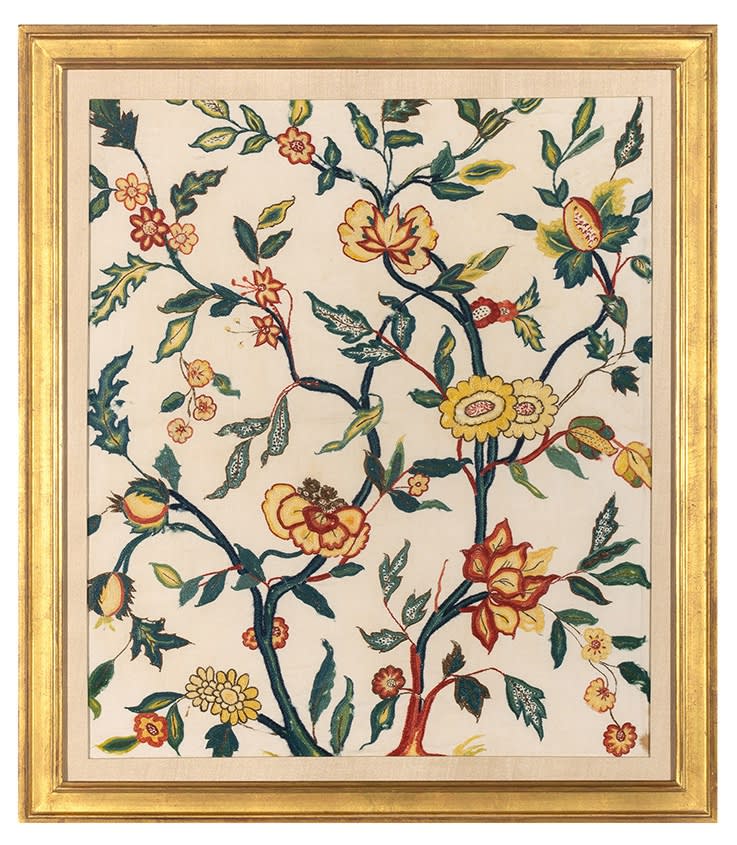 English, Wool-embroidered workbag face, early 18th century