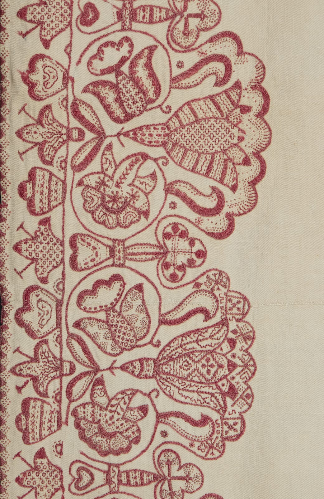 English, Redwork table cover, dated 1654