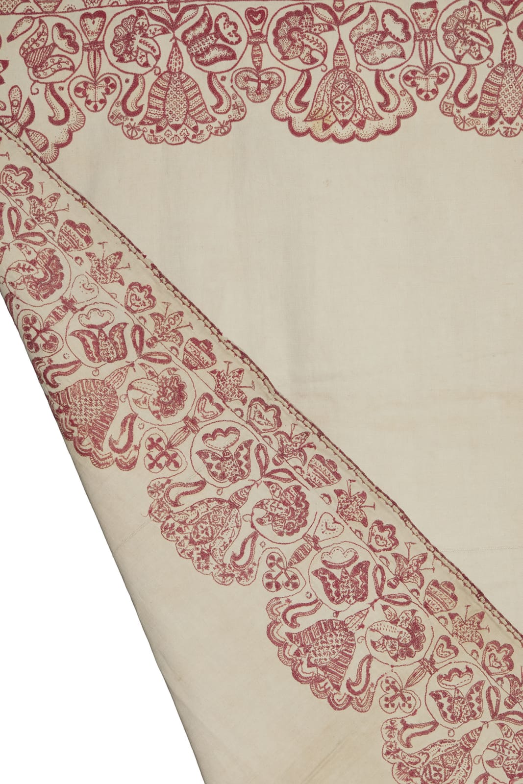 English, Redwork table cover, dated 1654