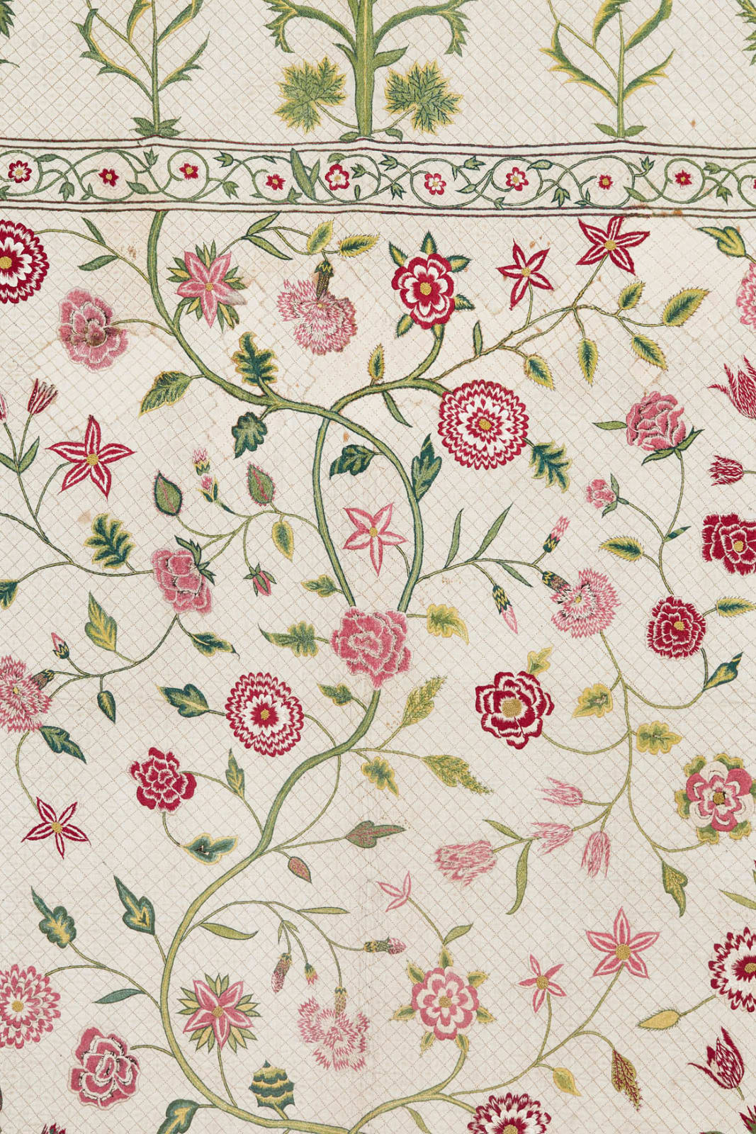 English, Silk-embroidered linen panel, early 18th century