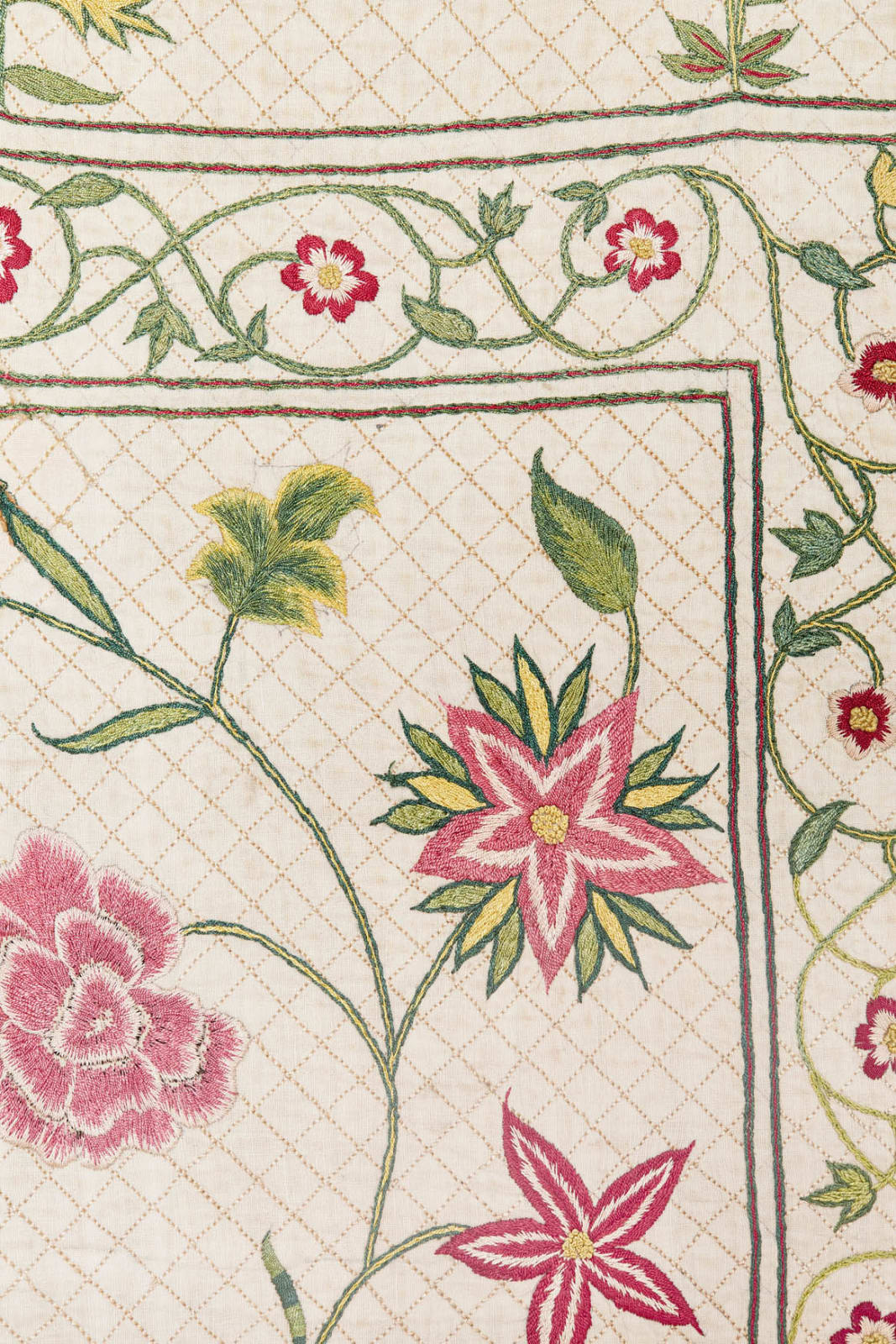 English, Silk-embroidered linen panel, early 18th century