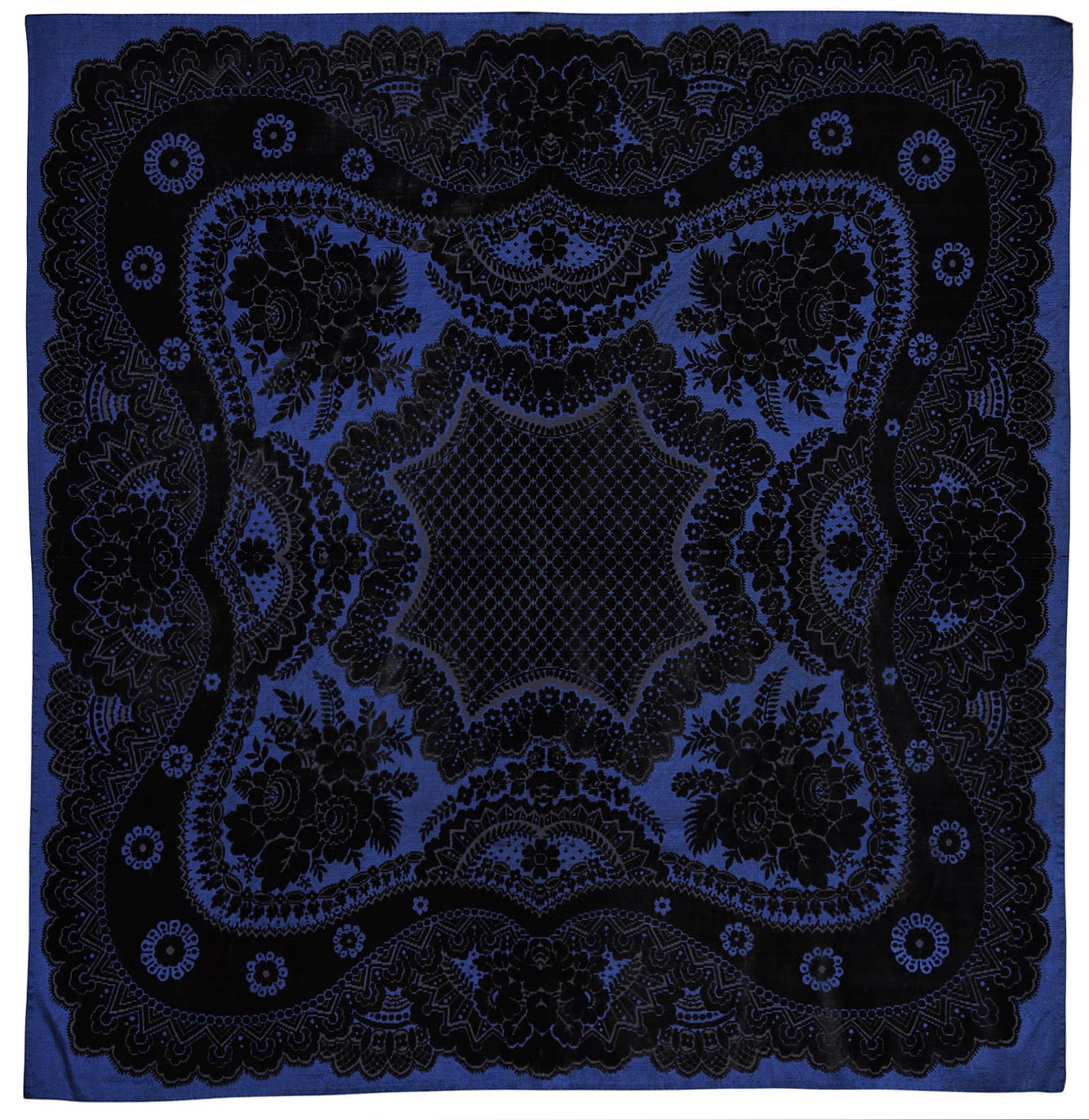 French or English , Silk velvet shawl, ca. 1860