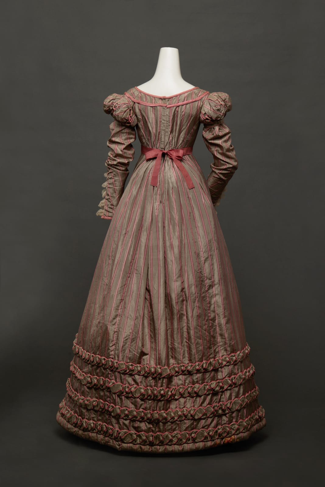 British, Dinner dress of striped silk, ca. 1822