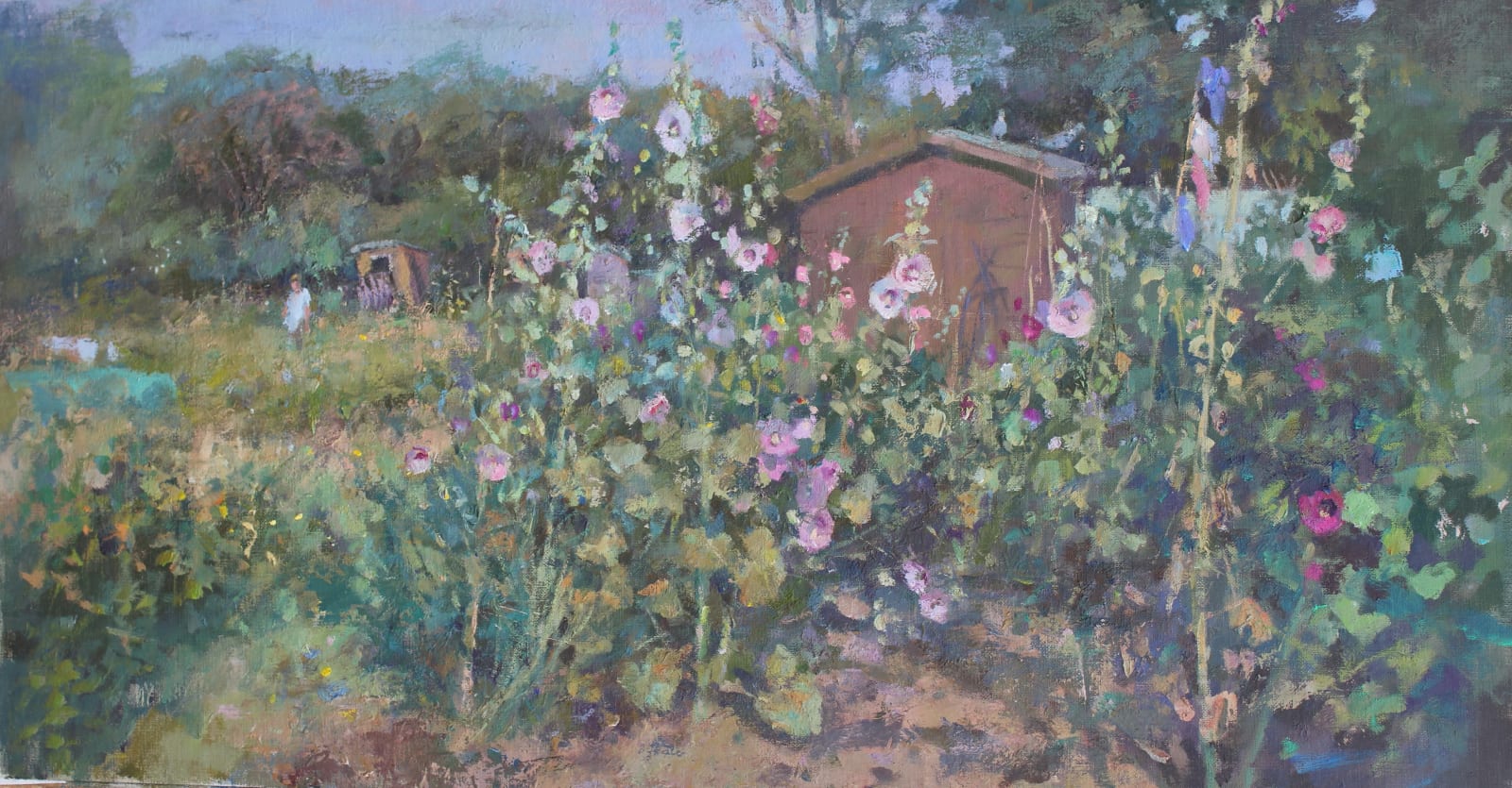 Jacqueline Williams, Hollyhocks and Shed