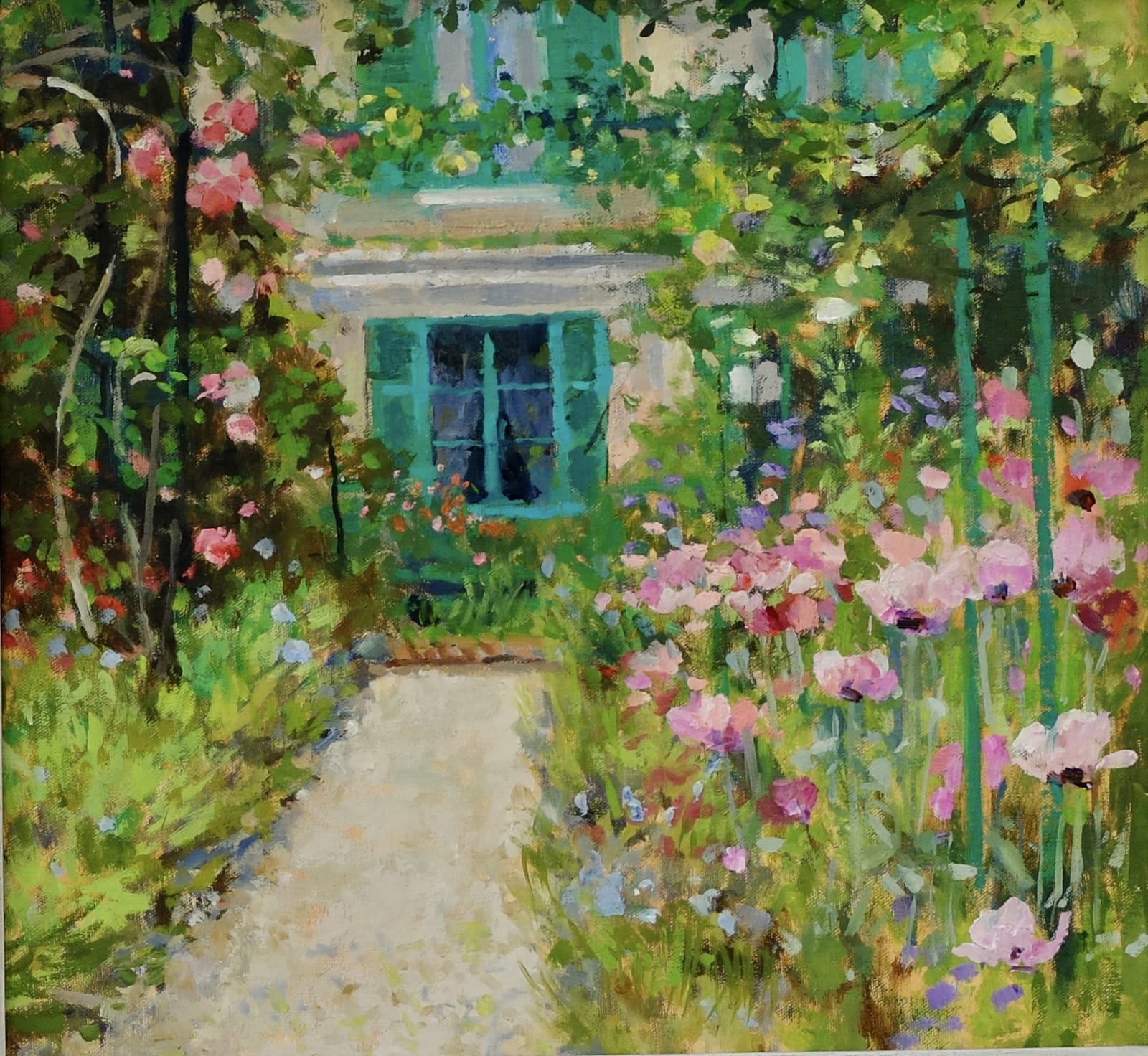 Pamela Kay, Roses and Poppies in the Lavender Walk