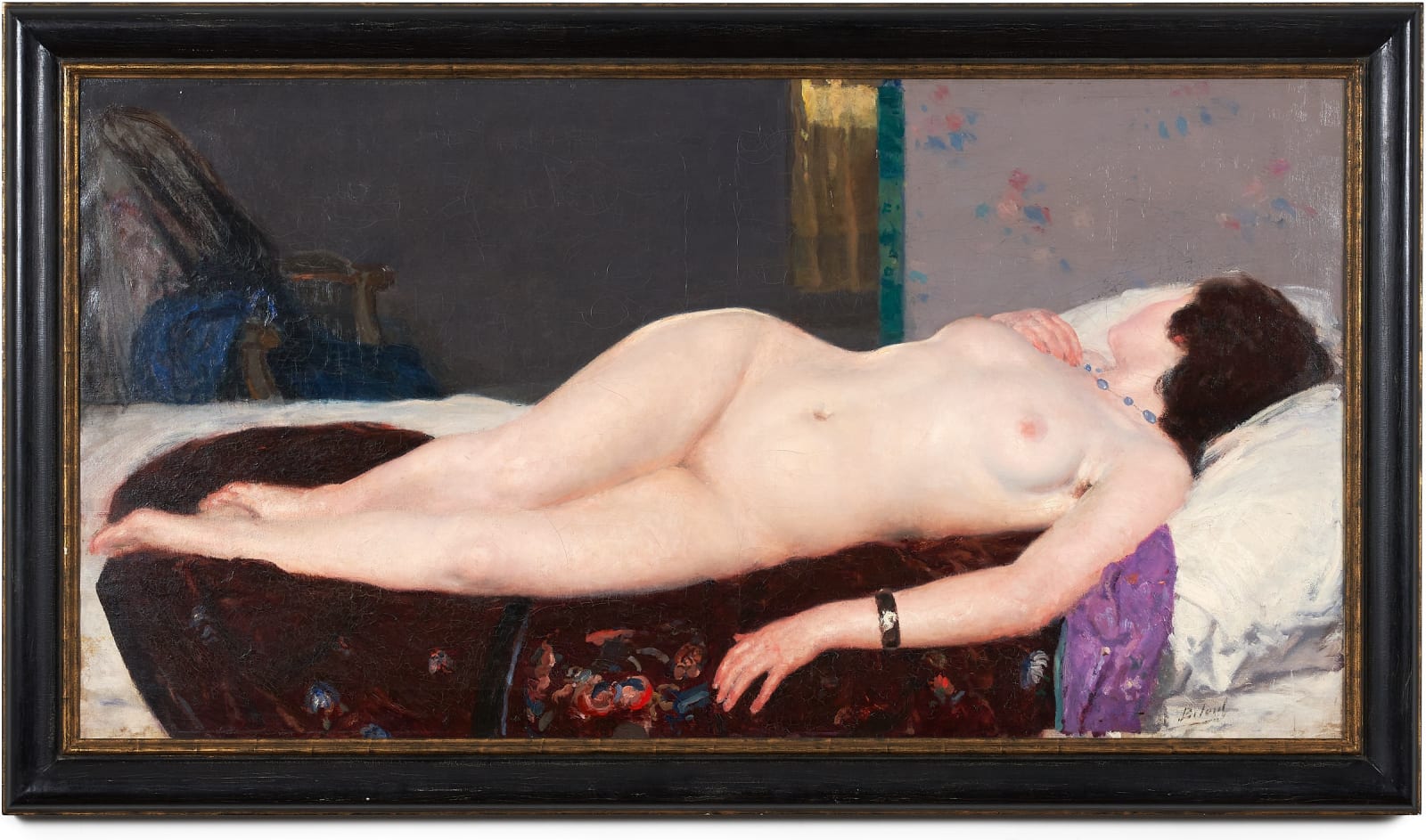 Louis-François Biloul, Reclining nude with black bracelet
