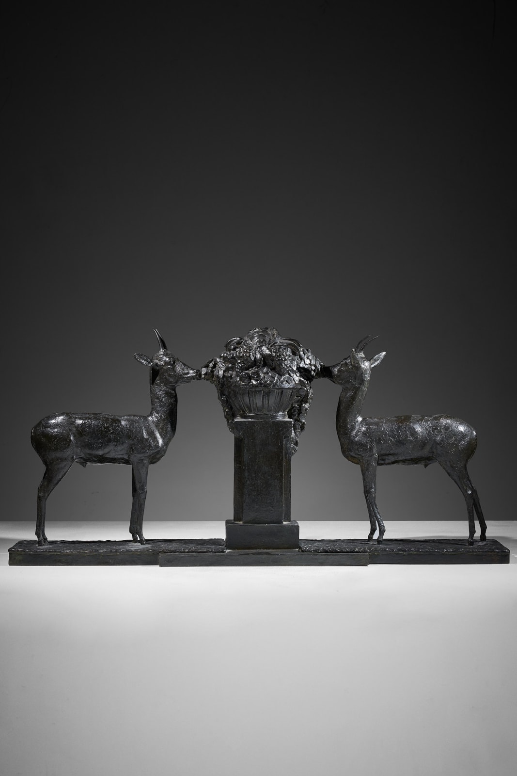 André Augustin Sallé, Pair of gazelles nibbling on a fruit basket