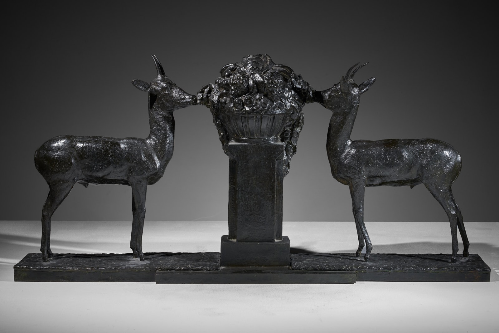 André Augustin Sallé, Pair of gazelles nibbling on a fruit basket