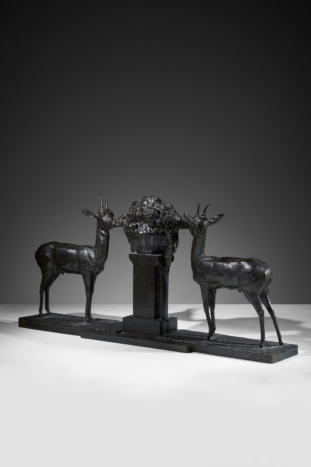 André Augustin Sallé, Pair of gazelles nibbling on a fruit basket