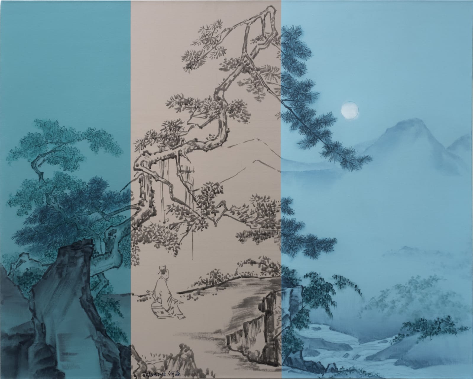 He Sen, Look at moon under the pine, 2018
